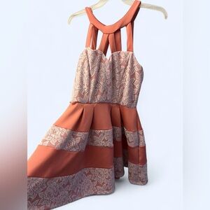 Crystal Doll Strapless Dress in Coral and Cream - Size 11